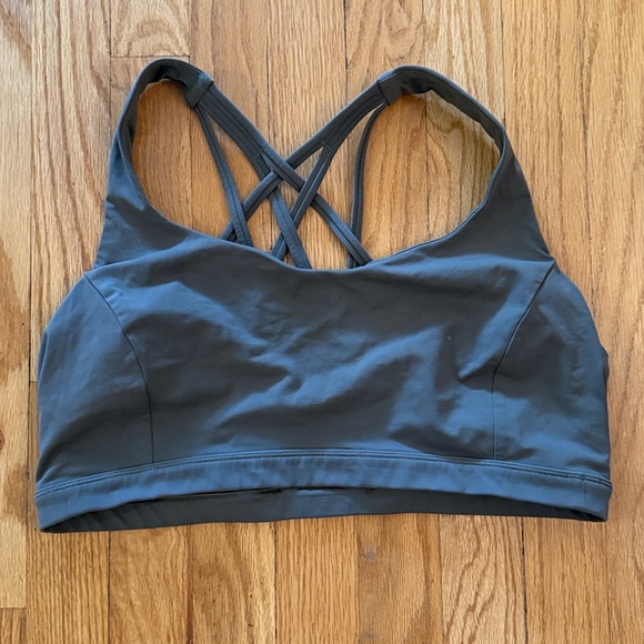 Lululemon sz 12 Free To Be Serene Bra *Light Support, C/D Cup Grey strappy vguc - Picture 3 of 8